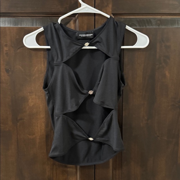OW collection Chiara Black Cut Out Sleeveless Top size small - Picture 5 of 7